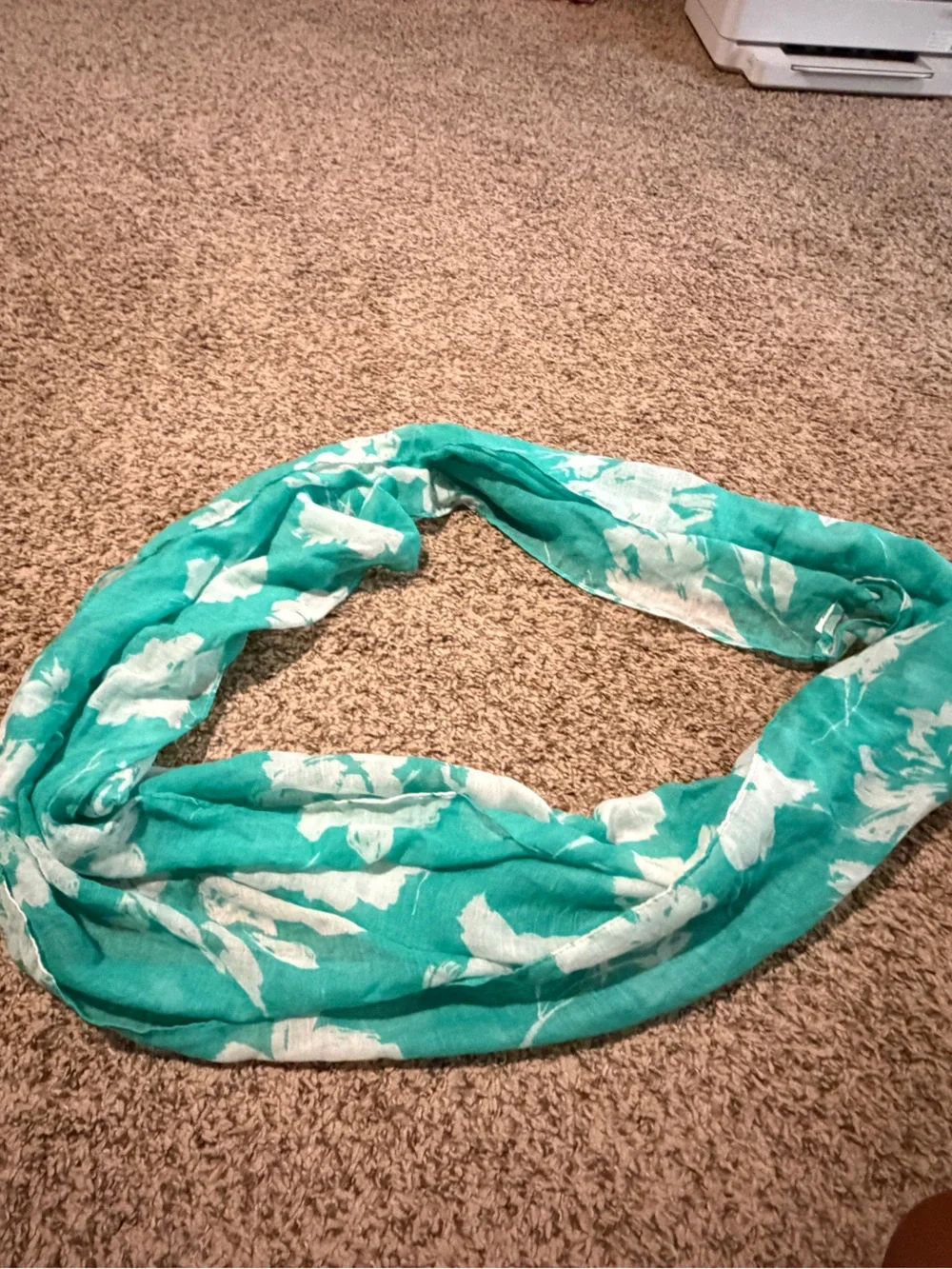 Set of Three Lightweight Patterned Scarves in Teal & Green